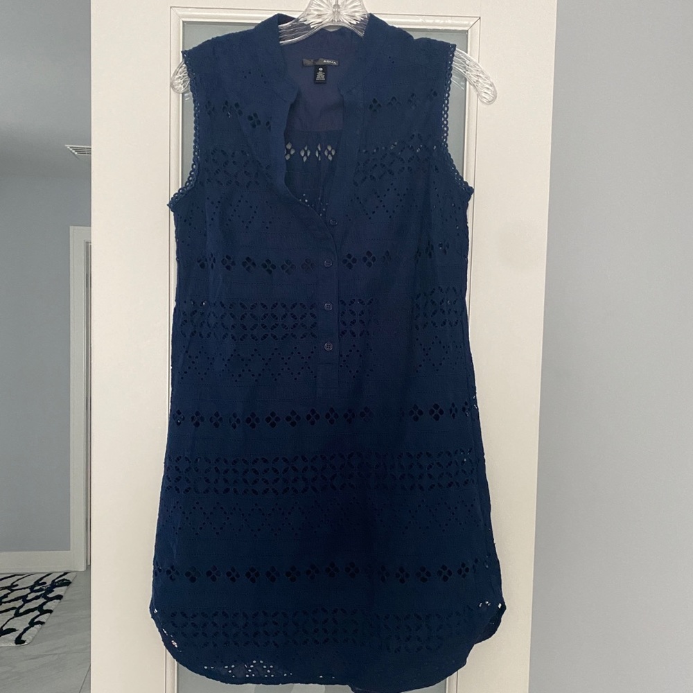 Aqua Blue Eyelet Dress